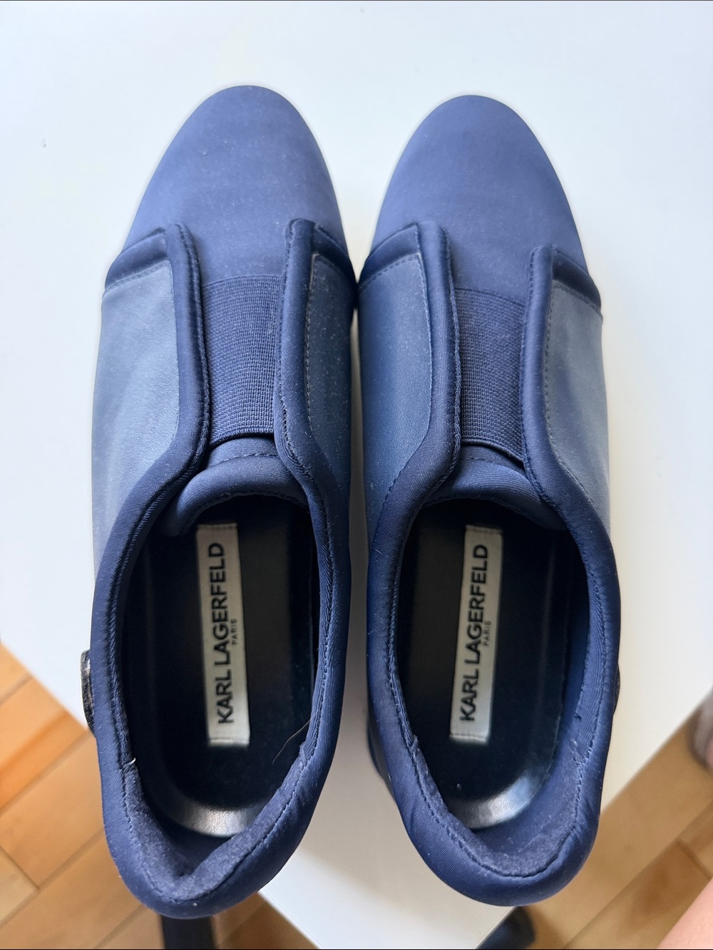 Karl Lagerfeld Navy Elastic Slip-On Loafers
